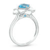 Thumbnail Image 1 of Blöem Cushion-Cut Swiss Blue Topaz with White Enamel Lotus Ring in Sterling Silver