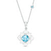 Thumbnail Image 0 of Blöem Cushion-Cut Swiss Blue Topaz with White Enamel Lotus Pendant in Sterling Silver