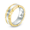Thumbnail Image 1 of Men's 8.0mm Brick-Pattern Comfort Fit Wedding Band in Two-Tone IP Tantalum - Size 10