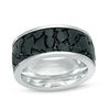 Thumbnail Image 1 of 9.0mm Pebble-Centre Textured Wedding Band in Black IP Stainless Steel - Size 10