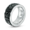 Thumbnail Image 1 of Men's 9.0mm Pebble-Centre Textured Wedding Band in Black IP Stainless Steel - Size 10