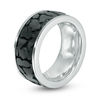 Thumbnail Image 2 of 9.0mm Pebble-Centre Textured Wedding Band in Black IP Stainless Steel - Size 10