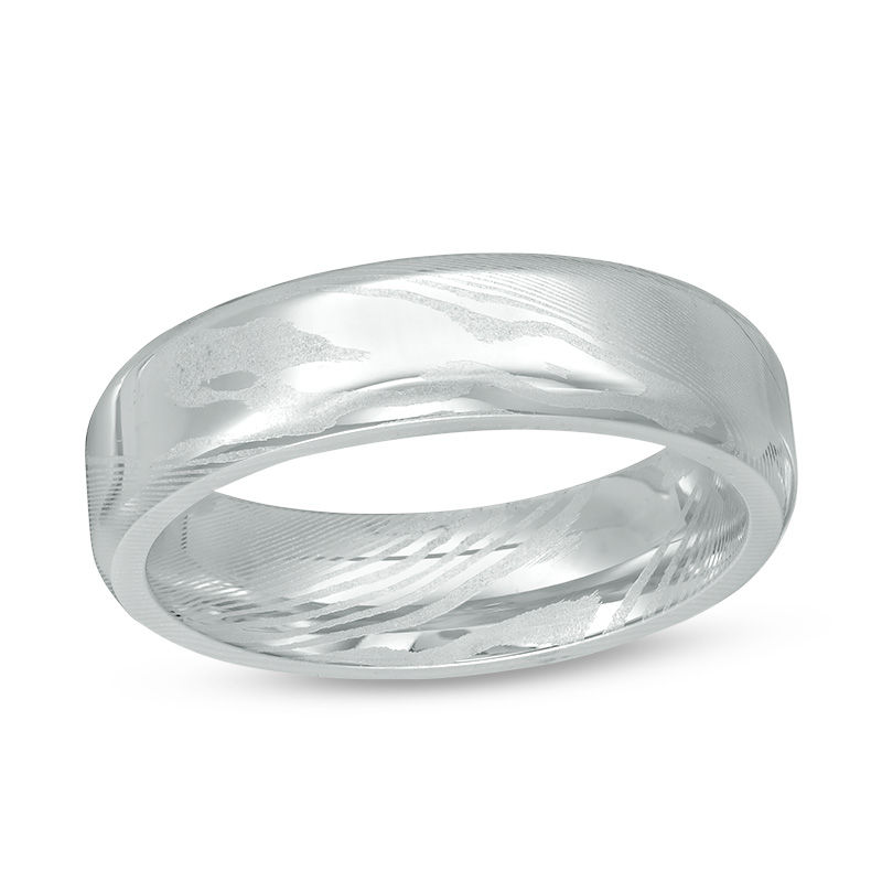 Men's 6.0mm Etched Wedding Band in Stainless Steel - Size 10