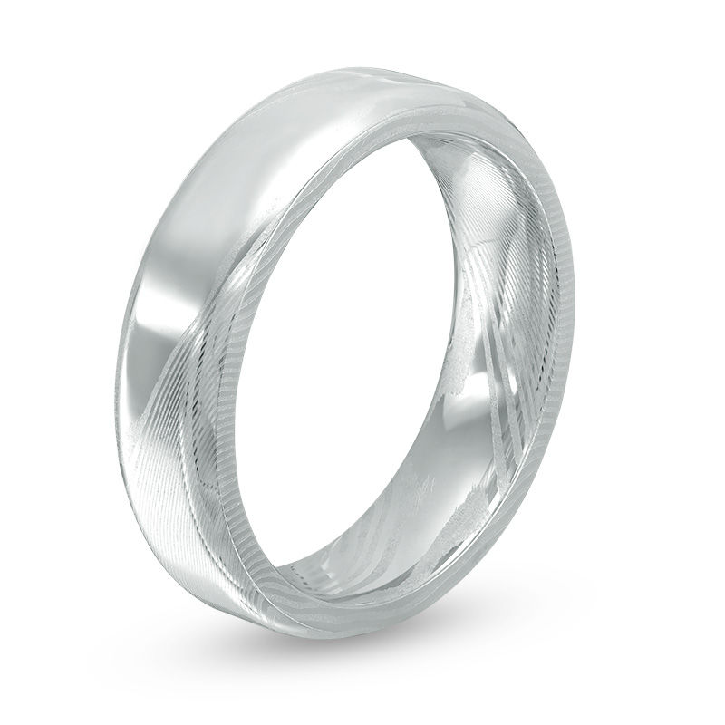 Main Image 2 of 6.0mm Etched Wedding Band in Stainless Steel - Size 10
