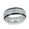 Thumbnail Image 0 of Men's 8.0mm Lattice Comfort Fit Wedding Band in Two-Tone IP Tantalum - Size 10