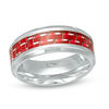 Men's 8.0mm Red Carbon Fibre Comfort Fit Wedding Band in Stainless Steel - Size 10