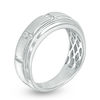 Thumbnail Image 2 of 0.15 CT. T.W. Diamond Three Station Vintage-Style Wedding Band in 10K White Gold - Size 10