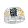 Thumbnail Image 0 of Men's Blue Sapphire and 0.25 CT. T.W. Diamond Signet Ring in 10K Two-Tone Gold