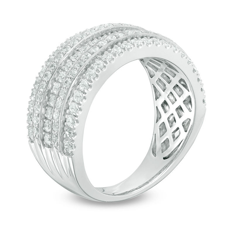 Main Image 2 of 1.00 CT. T.W. Diamond Multi-Row Anniversary Ring in 10K White Gold