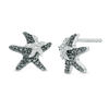 Thumbnail Image 0 of 0.12 CT. T.W. Enhanced Black and White Diamond Starfish Stud Earrings in Sterling Silver
