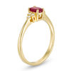 Thumbnail Image 1 of Oval Ruby and Diamond Accent Tri-Sides Ring in 10K Gold