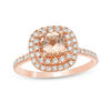 Thumbnail Image 0 of 6.0mm Cushion-Cut Morganite and 0.35 CT. T.W. Diamond Double Frame Ring in 10K Rose Gold