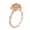Thumbnail Image 1 of 6.0mm Cushion-Cut Morganite and 0.35 CT. T.W. Diamond Double Frame Ring in 10K Rose Gold