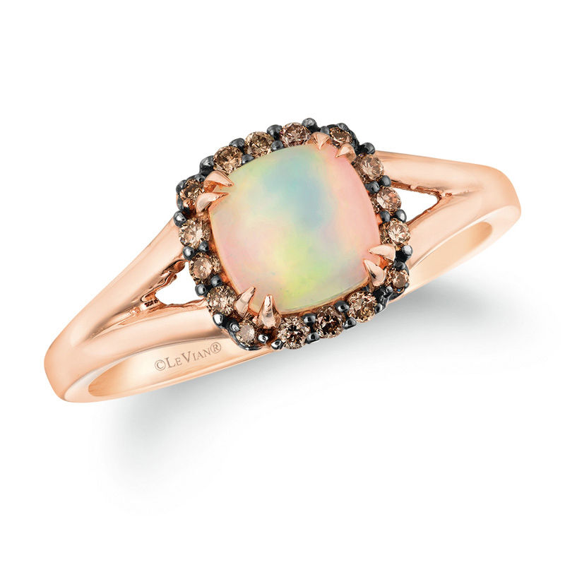 Next Generation Petite Le Vian® Neopolitan Opal™ and Diamond Frame Ring in 14K Strawberry Gold™