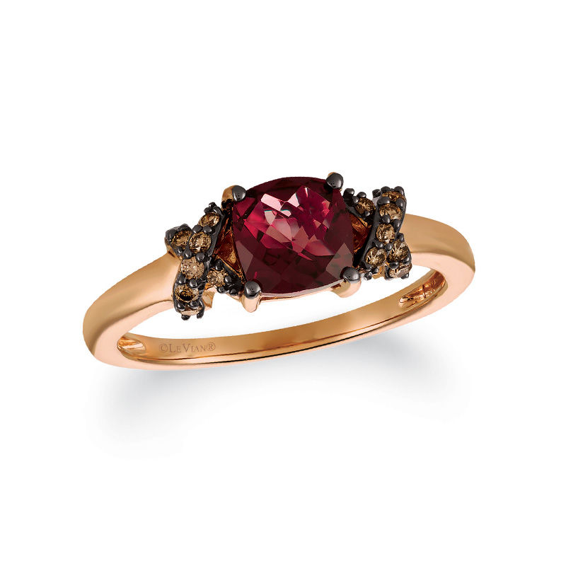 Next Generation Petite Le Vian® Raspberry Rhodolite™ and Diamond "X" Ring in 14K Strawberry Gold™