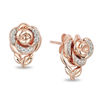 Thumbnail Image 0 of Enchanted Disney Belle 0.08 CT. T.W. Diamond Rose Stud Earrings in 10K Rose Gold