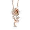 Thumbnail Image 1 of Enchanted Disney Belle 0.085 CT. T.W. Diamond Rose Pendant in 10K Rose Gold - 19"