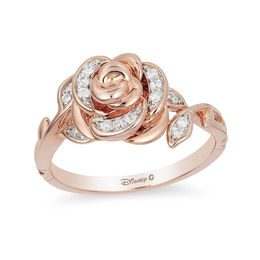 Enchanted Disney Belle 0.085 CT. T.W. Diamond Rose Ring in 10K Rose Gold