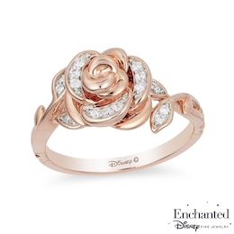 Enchanted Disney Belle 0.085 CT. T.W. Diamond Rose Ring in 10K Rose Gold