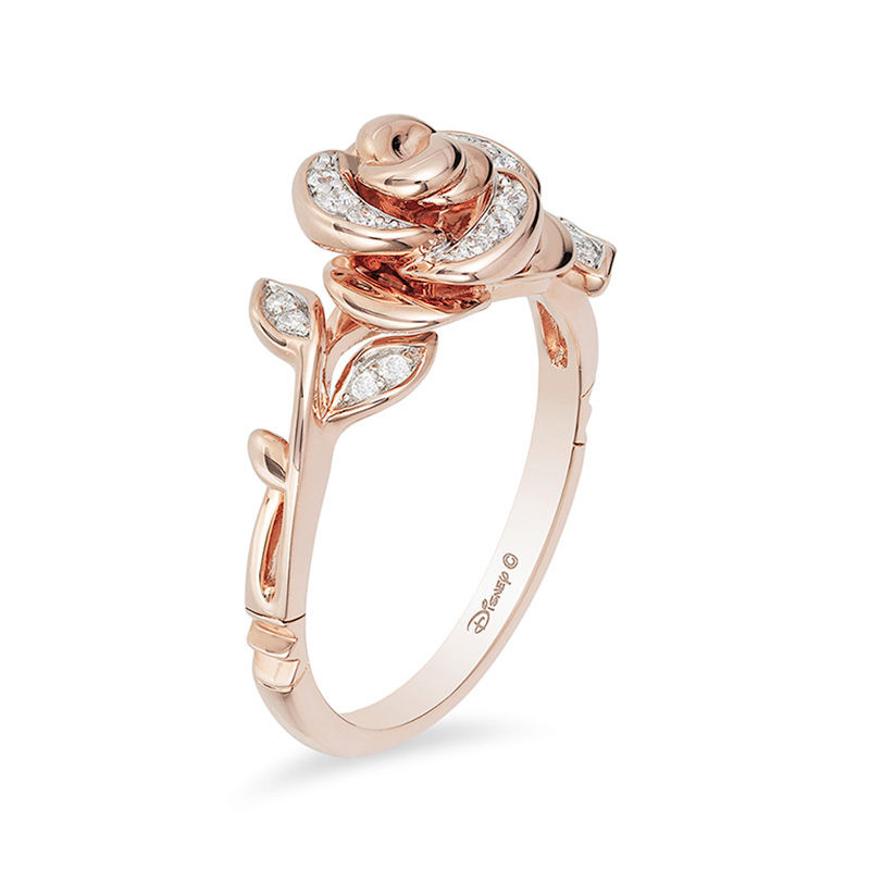 Enchanted Disney Belle 0.085 CT. T.W. Diamond Rose Ring in 10K Rose Gold