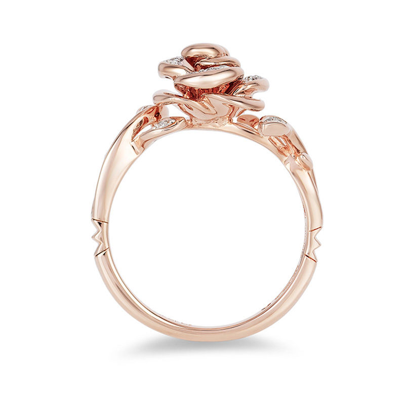 Enchanted Disney Belle 0.085 CT. T.W. Diamond Rose Ring in 10K Rose Gold
