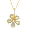 Pear-Shaped Opal, Tanzanite and Diamond Accent Flower Drop Pendant in 10K Gold