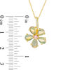 Pear-Shaped Opal, Tanzanite and Diamond Accent Flower Drop Pendant in 10K Gold