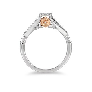 Enchanted Disney Belle 0.18 CT. T.W. Diamond Frame Promise Ring in 10K Two-Tone Gold