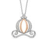 Thumbnail Image 0 of Enchanted Disney Cinderella 0.18 CT. T.W. Diamond Carriage Pendant in Sterling Silver and 10K Rose Gold - 19"