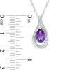 Thumbnail Image 1 of Amethyst and Lab-Created White Sapphire Teardrop Swirl Frame Pendant and Drop Earrings Set in Sterling Silver