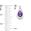 Thumbnail Image 2 of Amethyst and Lab-Created White Sapphire Teardrop Swirl Frame Pendant and Drop Earrings Set in Sterling Silver