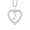 Enchanted Disney Cinderella 0.18 CT. T.W. Diamond Glass Slipper and Heart Pendant in Sterling Silver - 19"