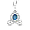 Thumbnail Image 0 of Enchanted Disney Cinderella Oval London Blue Topaz and 0.085 CT. T.W. Diamond Carriage Pendant in Sterling Silver - 19"