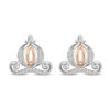 Thumbnail Image 2 of Enchanted Disney Cinderella 0.085 CT. T.W. Diamond Carriage Stud Earrings in Sterling Silver and 10K Rose Gold