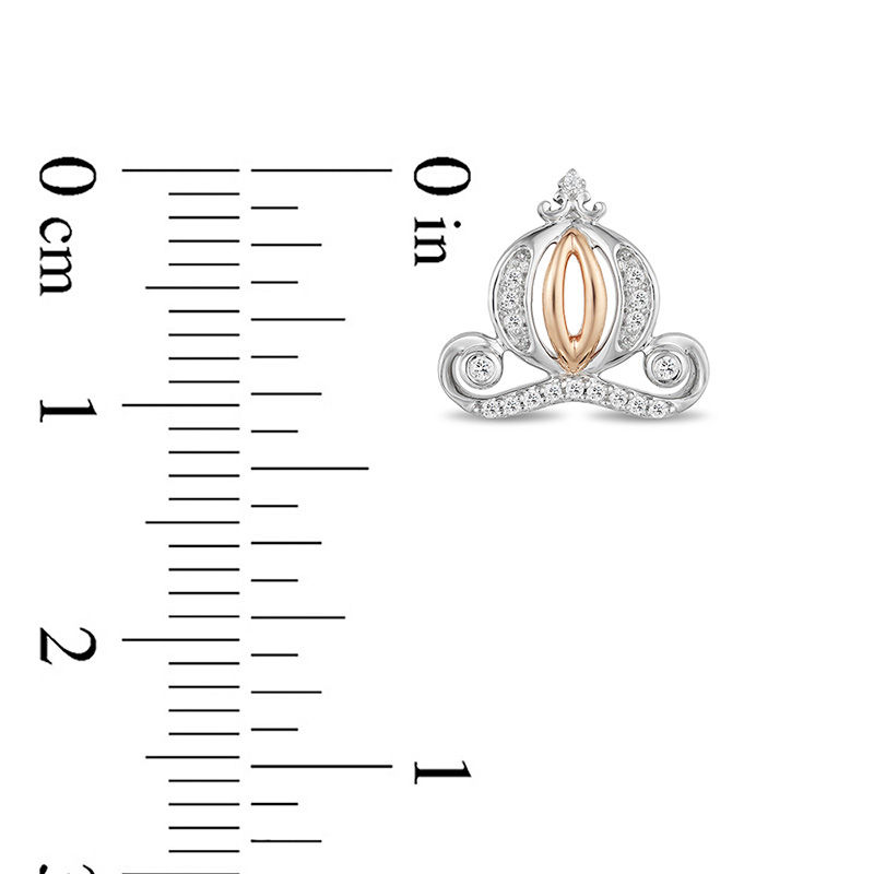 Main Image 3 of Enchanted Disney Cinderella 0.085 CT. T.W. Diamond Carriage Stud Earrings in Sterling Silver and 10K Rose Gold