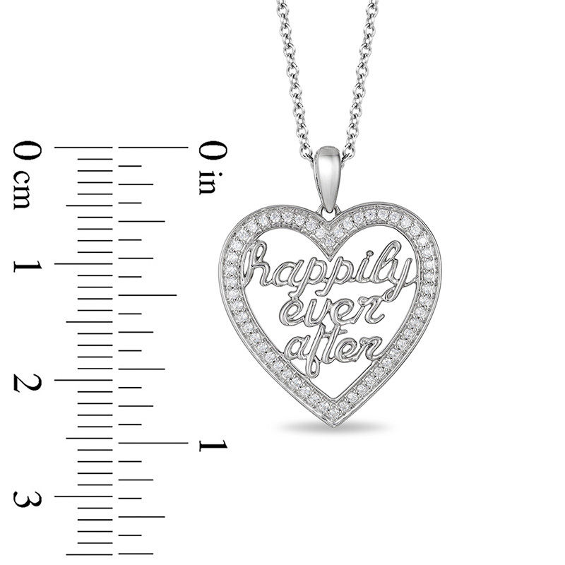 Main Image 3 of Enchanted Disney Princess 0.18 CT. T.W. Diamond "happily ever after" Heart Pendant in Sterling Silver - 19"