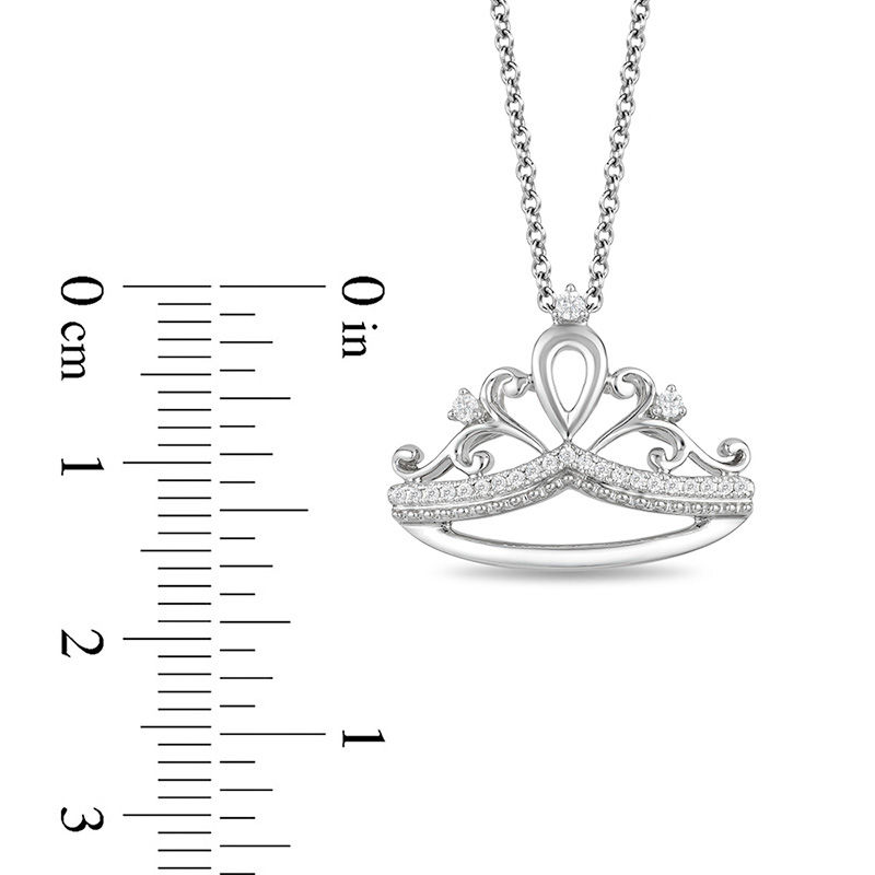 Enchanted Disney Princess 0.09 CT. T.W. Diamond Tiara Pendant in Sterling Silver - 19"|Peoples Jewellers