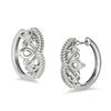Thumbnail Image 1 of Enchanted Disney Princess 0.18 CT. T.W. Diamond Tiara Hoop Earrings in Sterling Silver