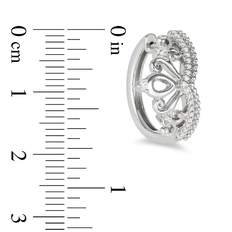Main Image 2 of Enchanted Disney Princess 0.18 CT. T.W. Diamond Tiara Hoop Earrings in Sterling Silver