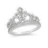 Thumbnail Image 1 of Enchanted Disney Princess 0.29 CT. T.W. Diamond Crown Vintage-Style Ring in Sterling Silver - Size 7