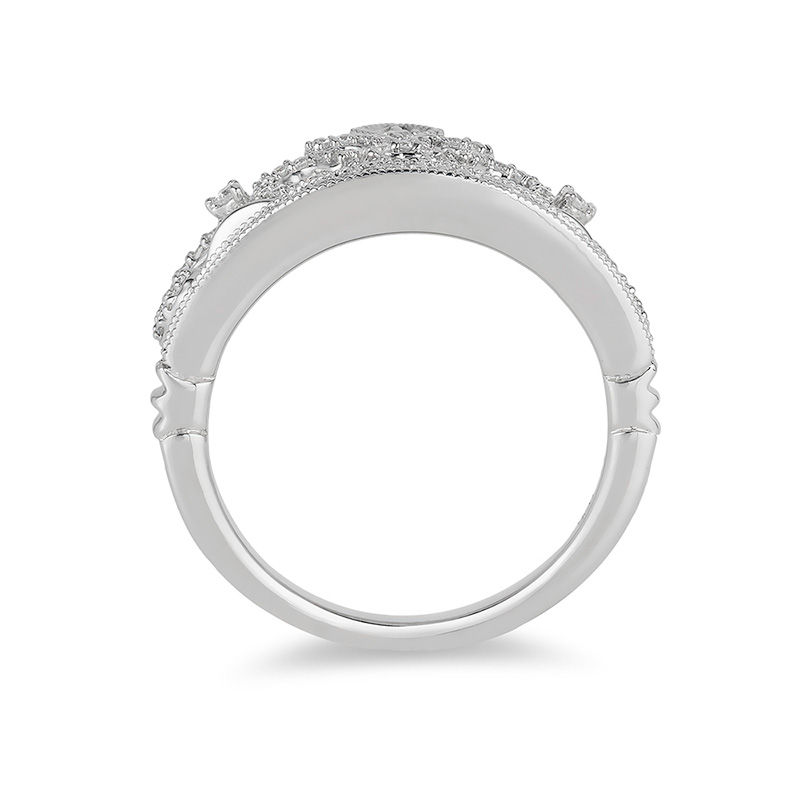 Main Image 3 of Enchanted Disney Princess 0.29 CT. T.W. Diamond Crown Vintage-Style Ring in Sterling Silver - Size 7