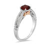 Thumbnail Image 1 of Enchanted Disney Snow White 6.0mm Garnet and 0.084 CT. T.W. Diamond Promise Ring in 10K Two-Tone Gold