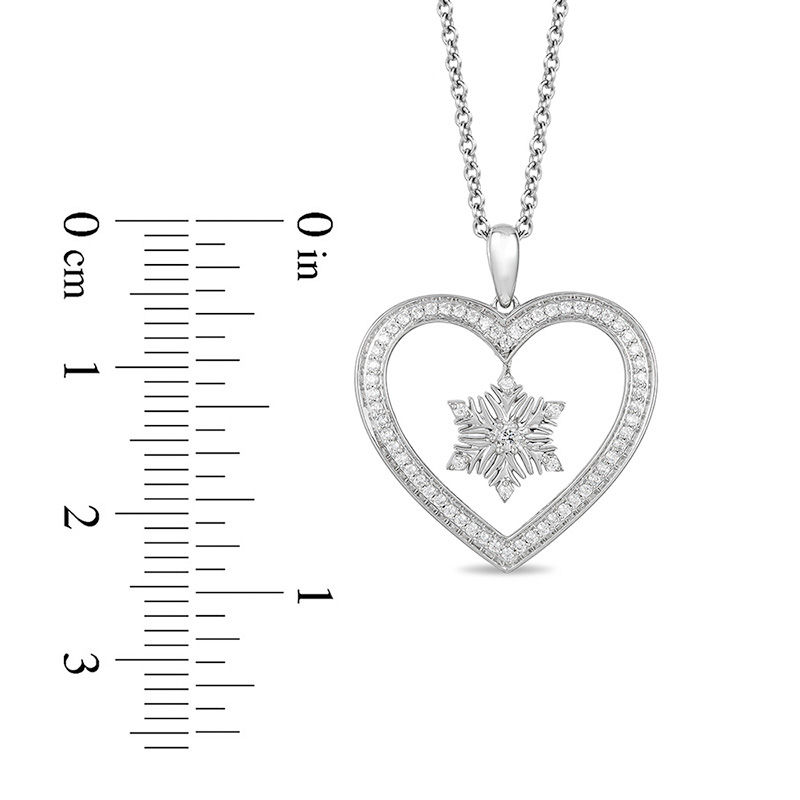 Enchanted Disney Elsa 0.18 CT. T.W. Diamond Snowflake Heart Pendant in Sterling Silver - 19"