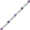 Thumbnail Image 0 of 4.0mm Amethyst and Diamond Accent Double Infinity Bracelet in Sterling Silver