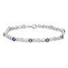 Thumbnail Image 1 of 4.0mm Amethyst and Diamond Accent Double Infinity Bracelet in Sterling Silver