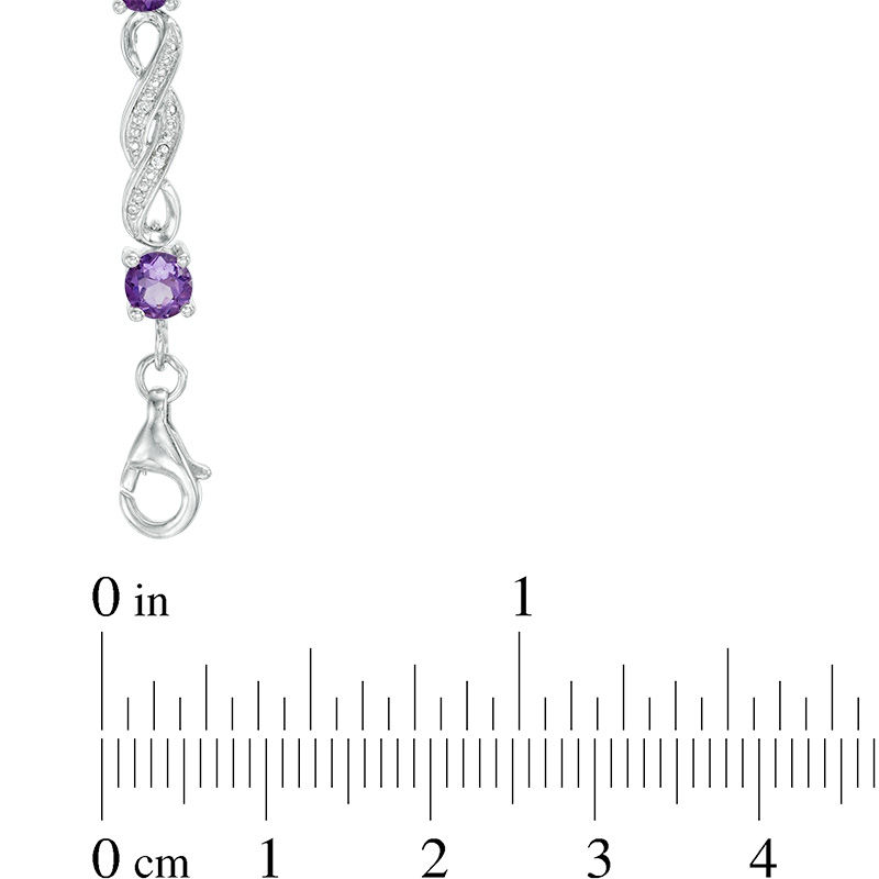 4.0mm Amethyst and Diamond Accent Double Infinity Bracelet in Sterling Silver