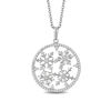 Thumbnail Image 0 of Enchanted Disney Elsa 0.23 CT. T.W. Diamond Snowflake Circle Pendant in Sterling Silver - 19"