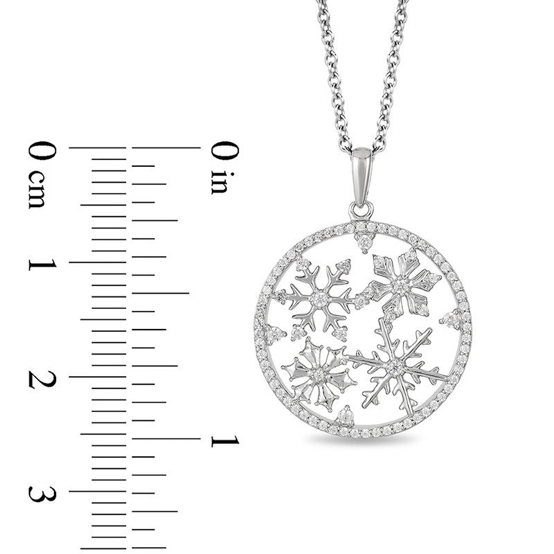 Enchanted Disney Elsa 0.23 CT. T.W. Diamond Snowflake Circle Pendant in Sterling Silver - 19"