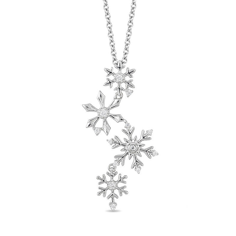 Enchanted Disney Elsa 0.085 CT. T.W. Diamond Snowflake Pendant in Sterling Silver - 19"