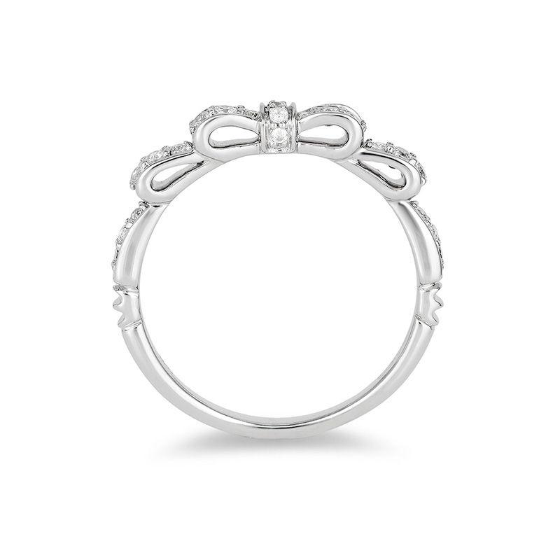 Main Image 3 of Enchanted Disney Snow White 0.23 CT. T.W. Diamond Bow Wedding Band in 14K White Gold